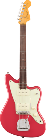 Full frontal of Fender American Professional Classic Jazzmaster Rosewood Faded Dakota Red.