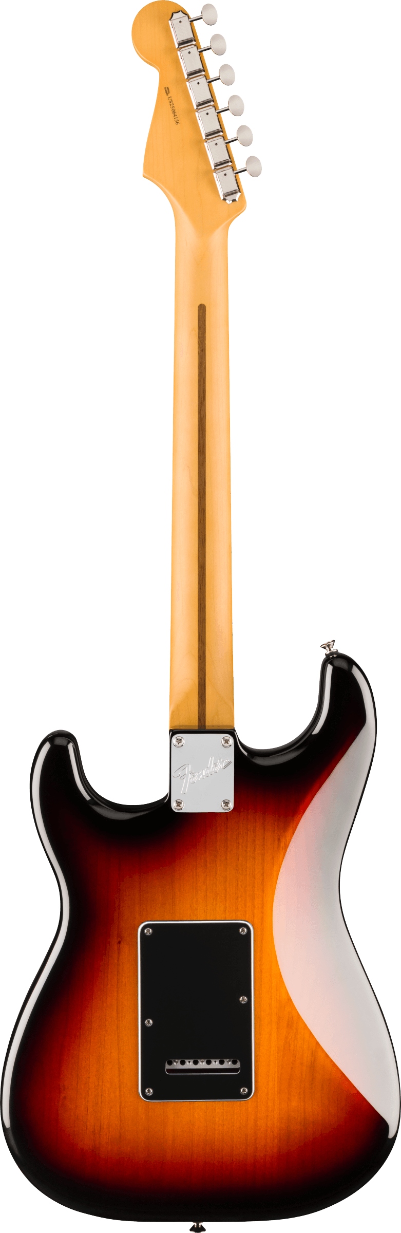Back of Fender American Professional Classic Stratocaster HSS Maple 3-Color Sunburst.