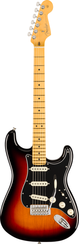 Full frontal of Fender American Professional Classic Stratocaster Maple 3-Color Sunburst.