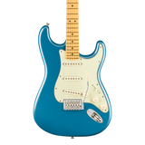 Front of Fender American Professional Classic Stratocaster Maple Faded Lake Placid Blue.
