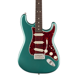 Front of Fender American Professional Classic Stratocaster Rosewood Faded Sherwood Green Metallic.