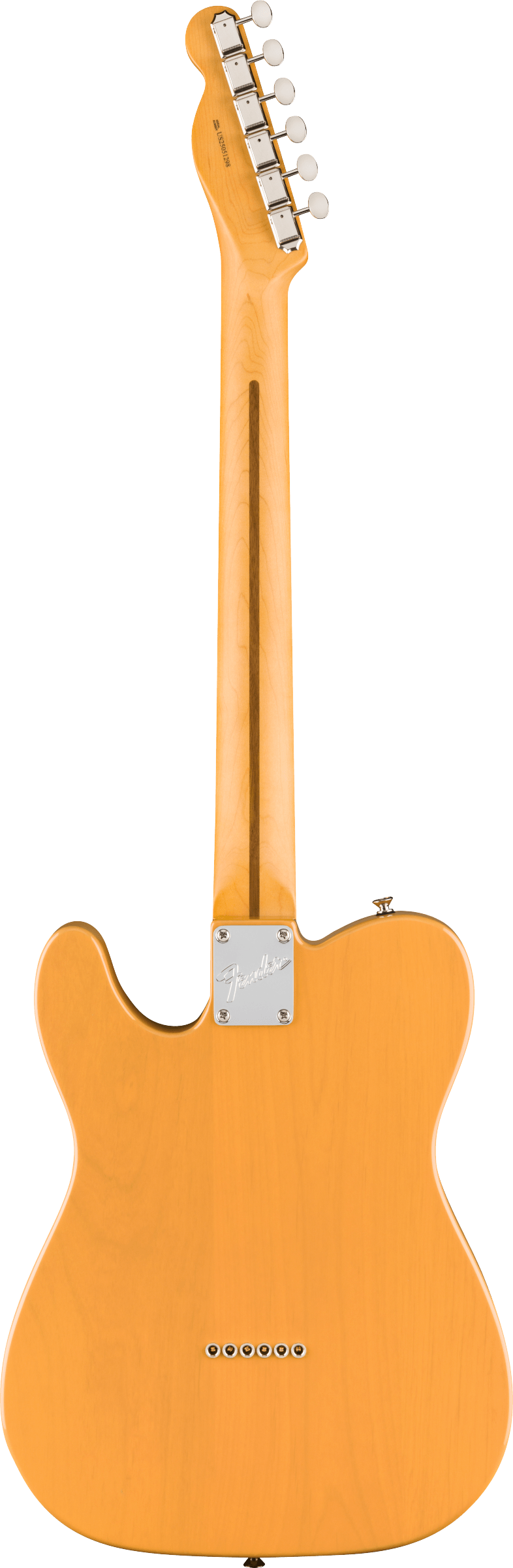 Back of Fender American Professional Classic Telecaster SSS Rosewood Butterscotch Blonde.