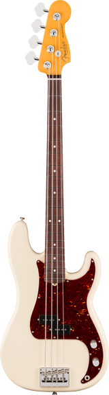 Full frontal of Fender American Professional Precision Bass Rosewood Olympic White.
