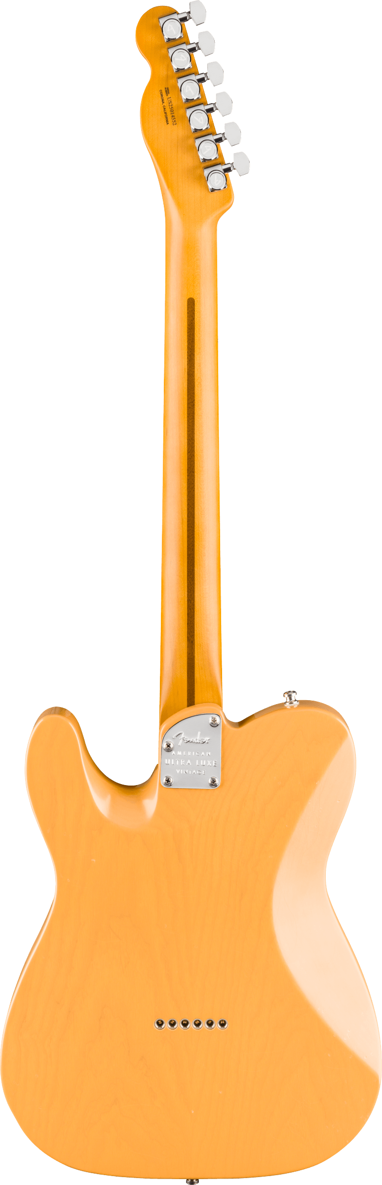 Back of Fender American Ultra Luxe '50s Telecaster Maple Butterscotch Blonde.