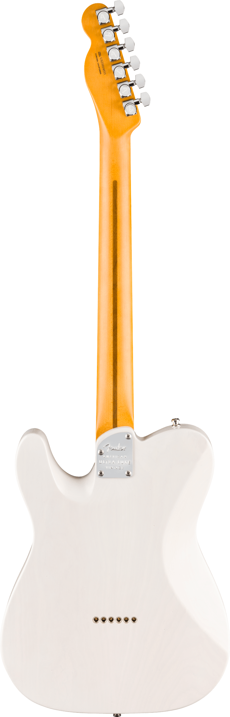 Back of Fender American Ultra Luxe '50s Telecaster Maple White Blonde.
