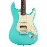 Front of Fender American Ultra Luxe '60s Stratocaster HSS Rosewood Sea Foam Green.