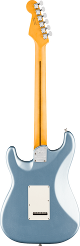 Back of Fender American Ultra Luxe '60s Stratocaster Rosewood Ice Blue Metallic.
