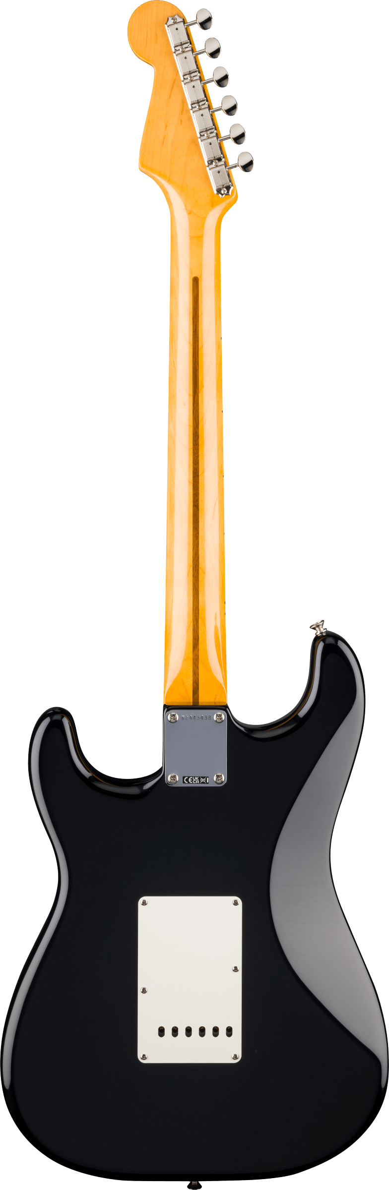 Back of Fender American Vintage II 1957 Stratocaster MP Black.