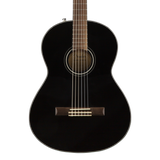 Front of Fender CN-60S Nylon, Walnut Fingerboard, Black.
