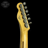 Back of headstock of Fender Custom Shop 1950s Thinline Telecaster Journeyman Relic Aged Fiesta Red R143267.