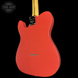 Back right angle of Fender Custom Shop 1950s Thinline Telecaster Journeyman Relic Aged Fiesta Red R143267.