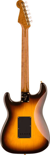 Back of Fender Custom Shop American Custom Strat MN NOS Wide Fade Chocolate 2 Color Sunburst.