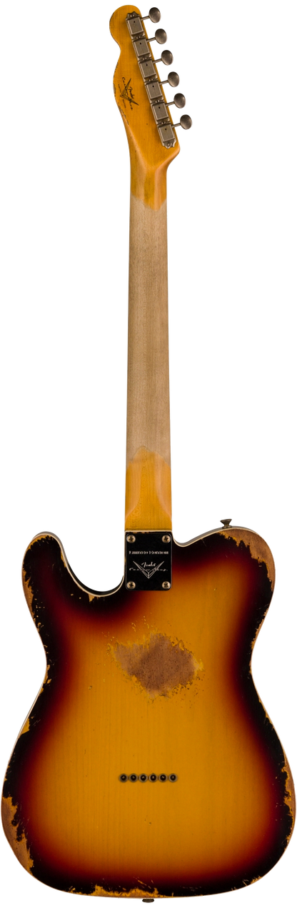 Back of Fender Custom Shop Limited Edition Reverse '60 Tele Custom Heavy Relic 3 Color Sunburst.