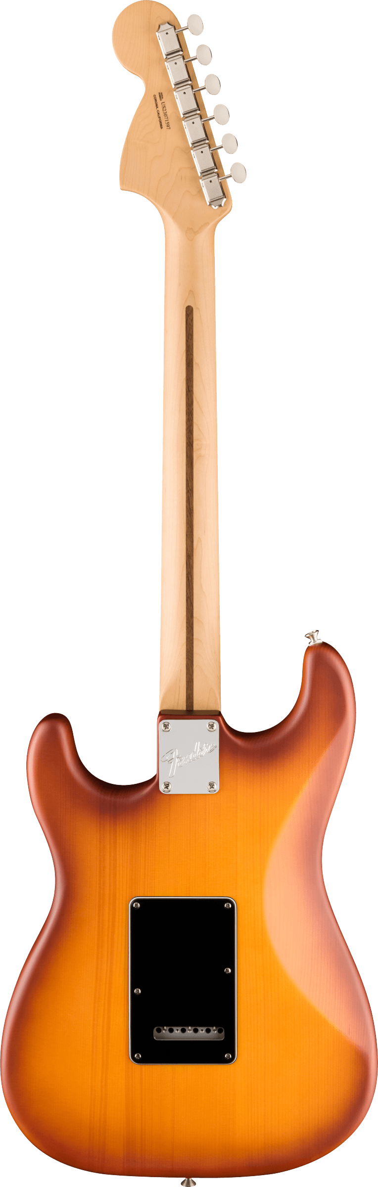 Back of Fender Limited Edition American Performer Spruce Stratocaster RW Honey Burst.