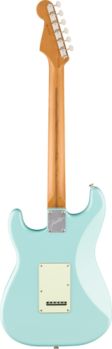 Back of Fender Limited Edition American Professional Classic Stratocaster Roasted Maple Daphne Blue.