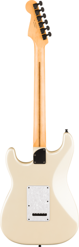 Back of Fender Limited Edition Player Fusion Stratocaster HSS Ebony Olympic Pearl.
