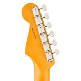 Back of headstock of Fender Limited Edition Pro Classic Silent Stratocaster Rosewood Daphne Blue.