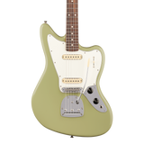Front of Fender Player II Jaguar Rosewood Birch Green.