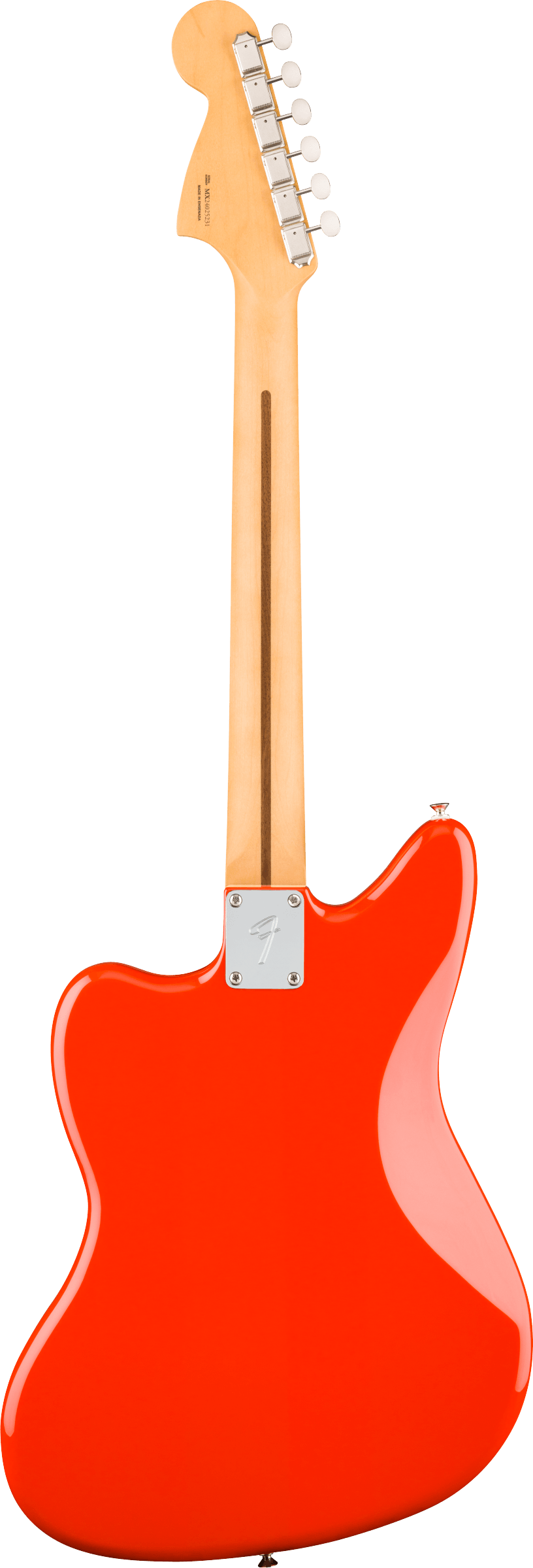 Back of Fender Player II Jaguar Rosewood Fingerboard Coral Red.