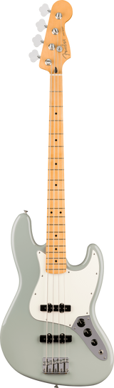 Full frontal of Fender Player II Jazz Bass Maple Cactus Gray.