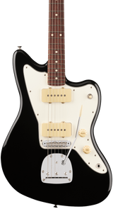Front of Fender Player II Jazzmaster Rosewood Fingerboard Black.
