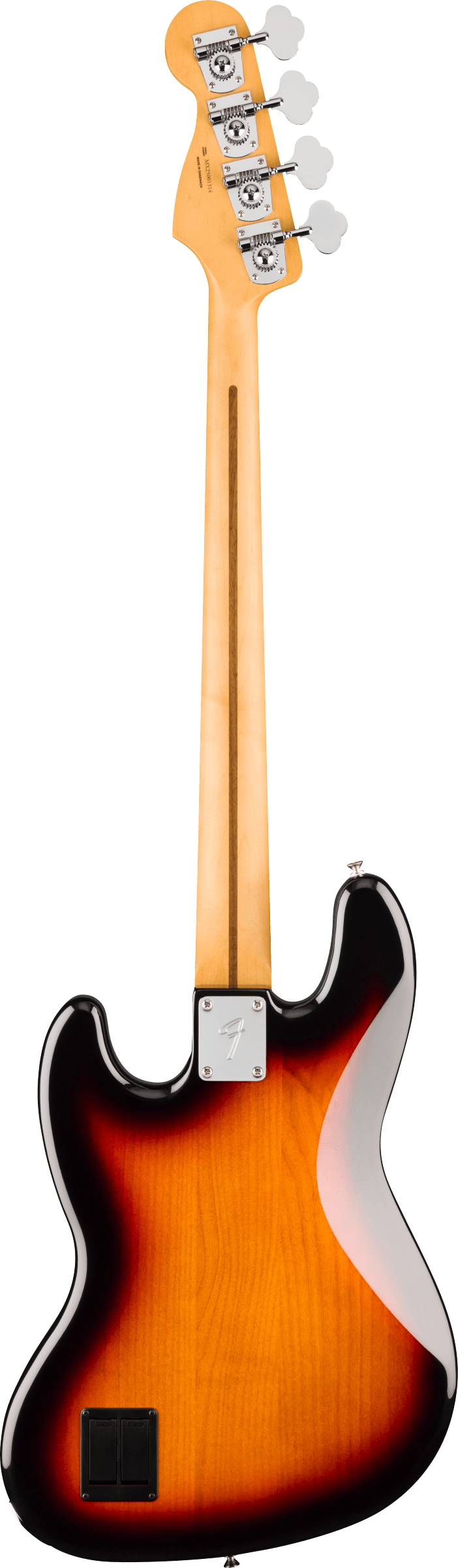 Back of Fender Player II Modified Active Jazz Bass MP 3 Tone Sunburst.