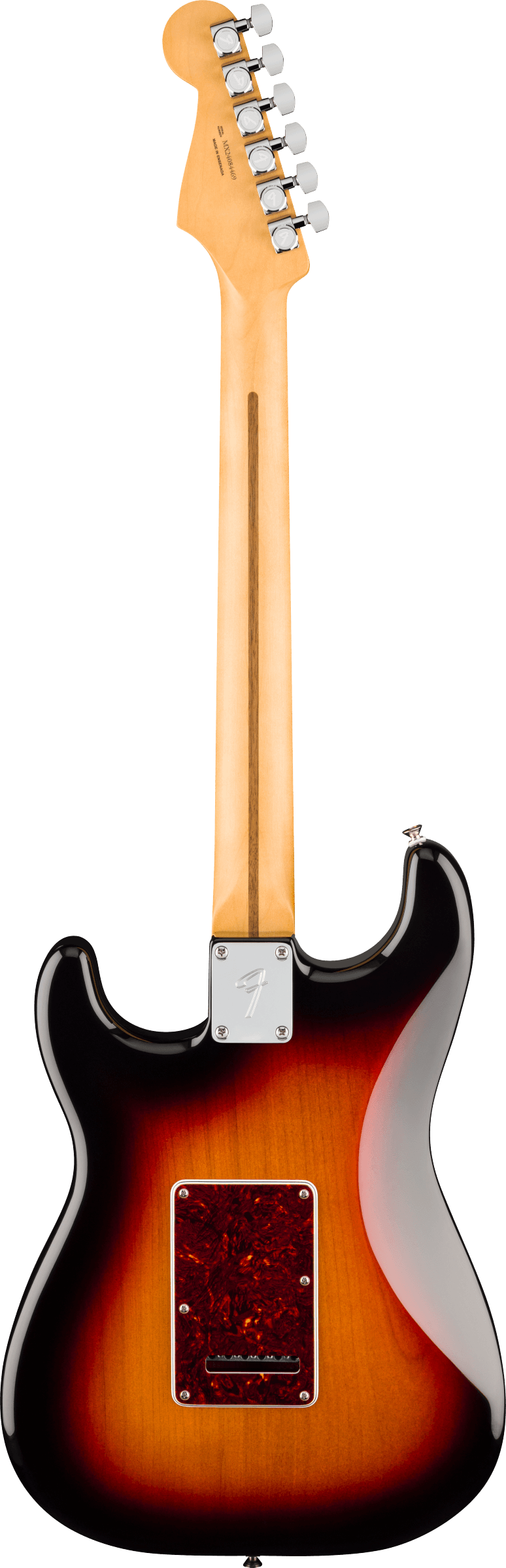 Back of Fender Player II Modified Stratocaster HSS MP 3-Color Sunburst.