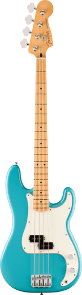 Full frontal of Fender Player II Precision Bass Maple Fingerboard Aquatone Blue.