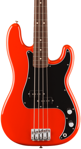 Front of Fender Player II Precision Bass Rosewood Fingerboard Coral Red.