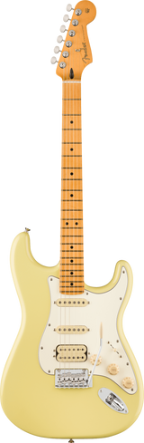 Full frontal of Fender Player II Stratocaster HSS Maple Fingerboard Hialeah Yellow.