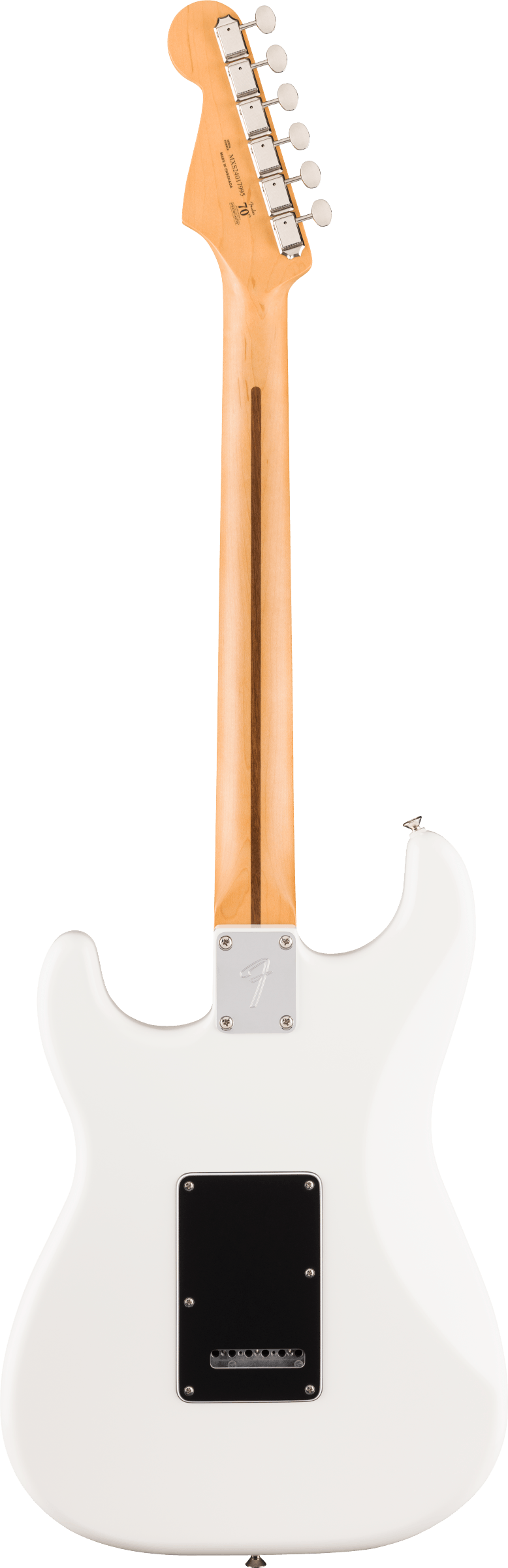 Back of Fender Player II Stratocaster Maple Fingerboard Polar White.