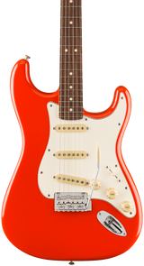 Front of Fender Player II Stratocaster Rosewood Fingerboard Coral Red.