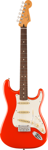 Full frontal of Fender Player II Stratocaster Rosewood Fingerboard Coral Red.