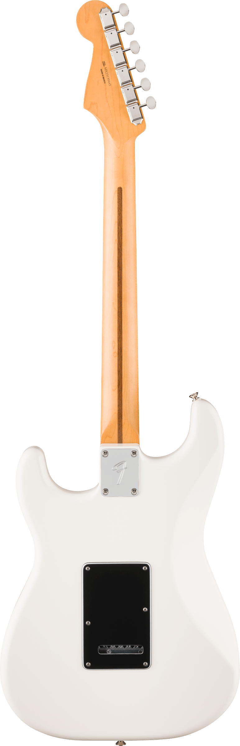 Back of Fender Player II Stratocaster Rosewood Fingerboard Polar White.