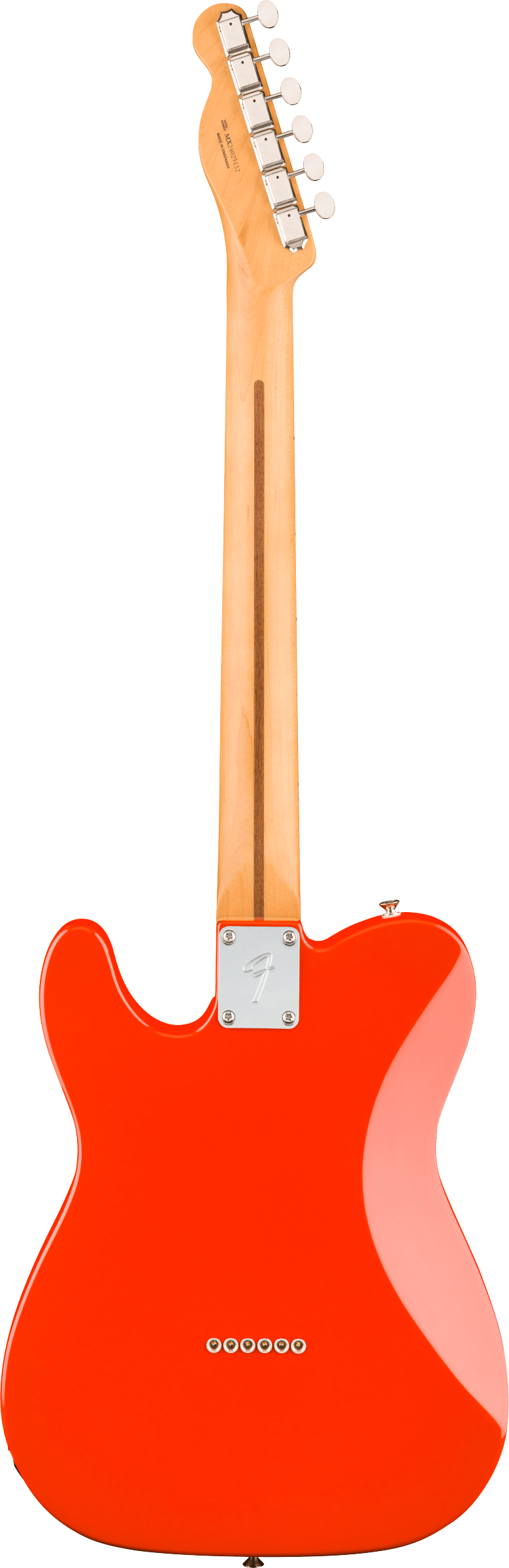 Back of Fender Player II Telecaster HH Maple Fingerboard Coral Red.