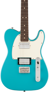 Front of Fender Player II Telecaster HH Rosewood Fingerboard Aquatone Blue.