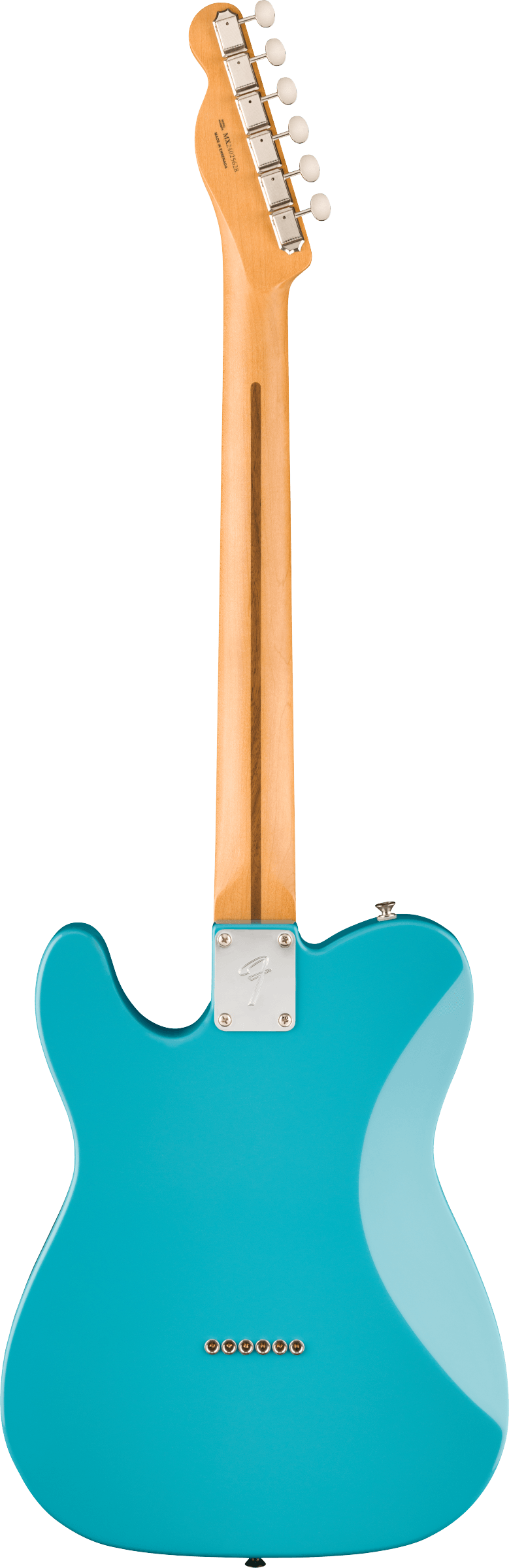 Back of Fender Player II Telecaster HH Rosewood Fingerboard Aquatone Blue.