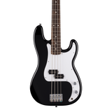 Front of Fender Standard Precision Bass Laurel White Pickguard Black.