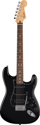 Full frontal of Fender Standard Stratocaster HSS Laurel Black Pickguard Black.