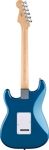 Back of Fender Standard Stratocaster Laurel White Pickguard Aqua Marine Metallic.