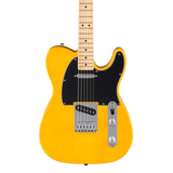 Front of Fender Standard Telecaster MP Black Pickguard Butterscotch Blonde.
