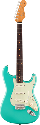 Full frontal of Fender Vintera III Early '60s Stratocaster Rosewood Seafoam Green.
