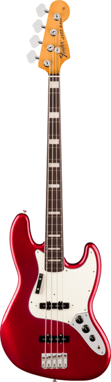 Full frontal of Fender Vintera III Early '70s Jazz Bass Rosewood Candy Apple Red.