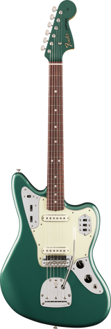 Full frontal of Fender Vintera III Mid '60s Jaguar Rosewood Sherwood Green Metallic.
