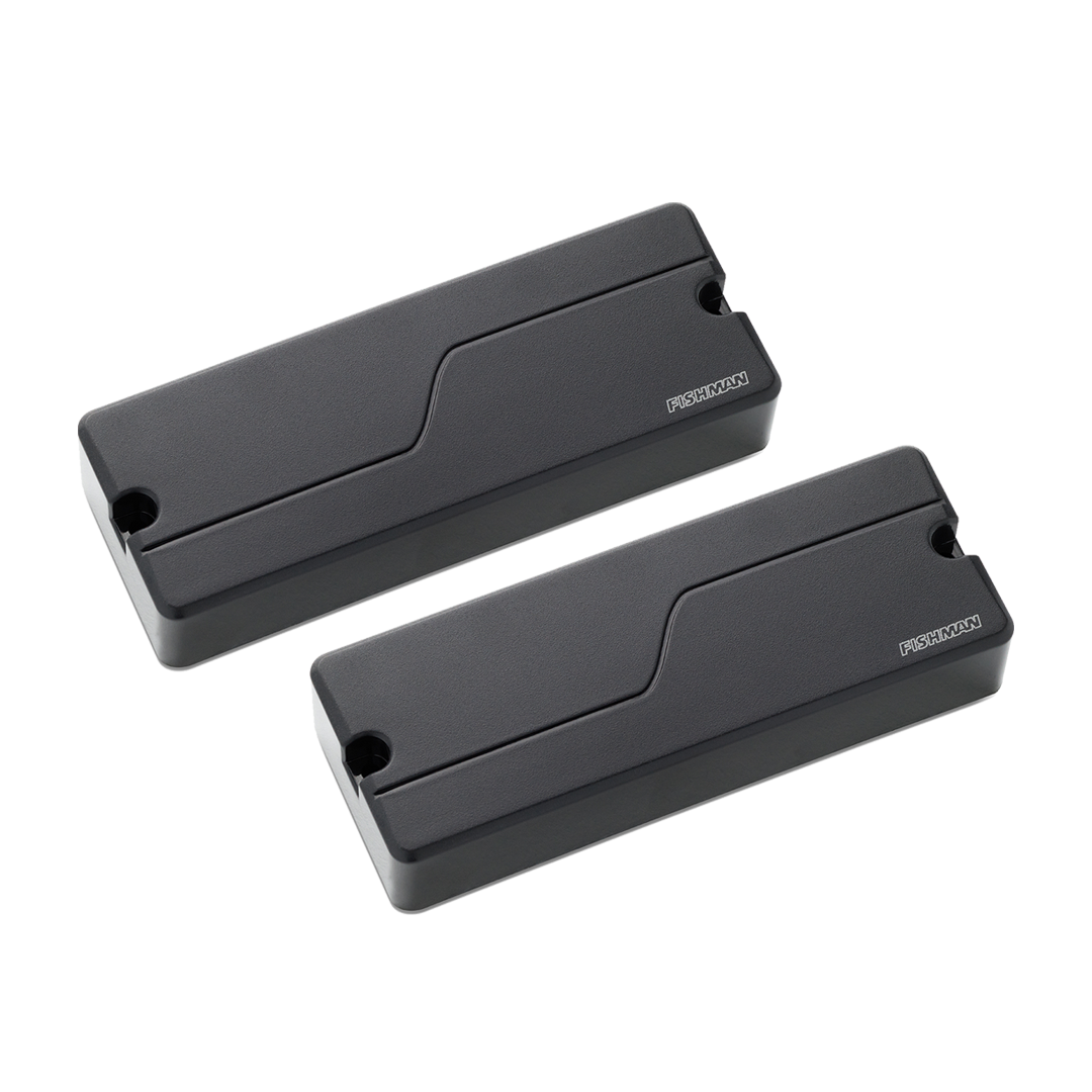 Front of Fishman Fluence Modern Humbucker 8-String, 3 Voices, Set, Black Plastic.