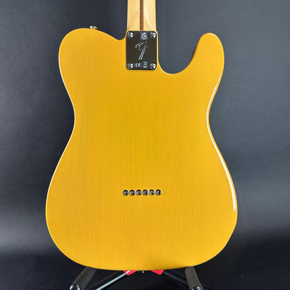 Back of Used Fender Player Telecaster Butterscotch Left Handed.