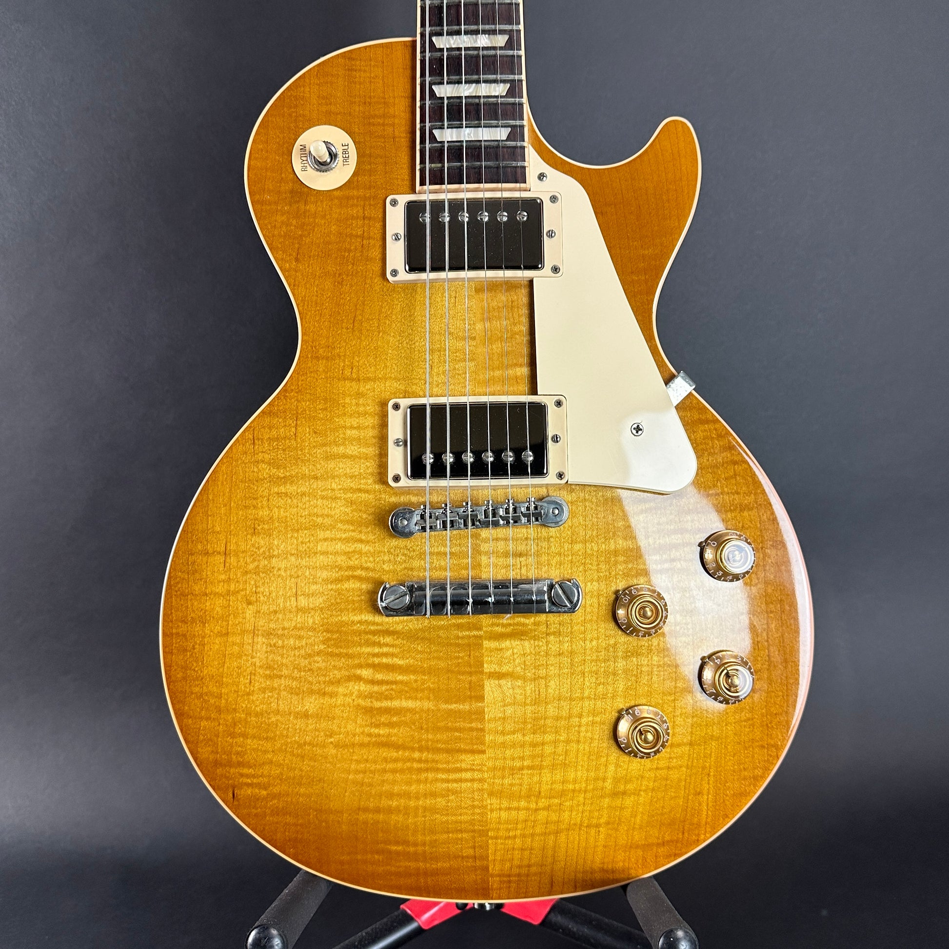 Front of Used Gibson Les Paul Standard Honeyburst.