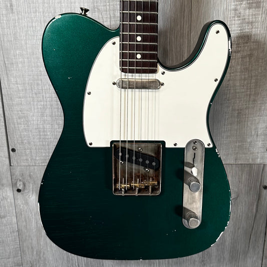 Front view of Used T-Style Parts Guitar MJT Body Sherwood Green Metallic w/case 