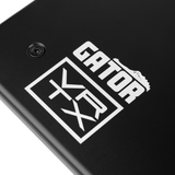 Close up of logo on Vertex By Gator Travel Lite 17 x 10 Pedalboard.