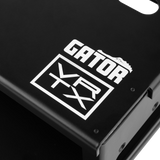 Close up of Vertex By Gator Travel Lite 17" x 10" Pedalboard and Riser logo.